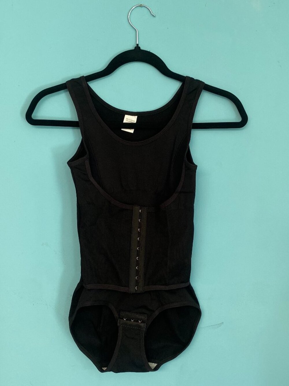 Black Shapewear Bodysuit w Built-In Corset Compression Size L